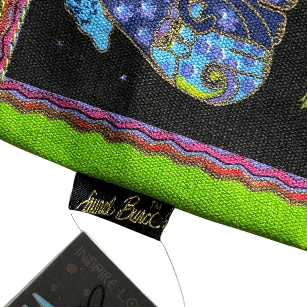 Laurel Burch Dogs and Doggies Canvas Cosmetic Art Bag Pouch Black New NWT